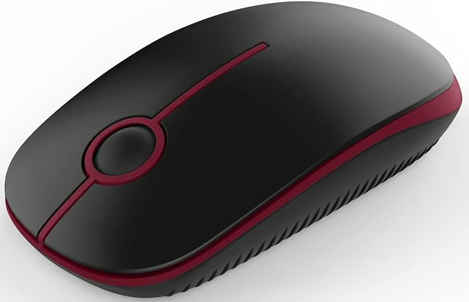 VssoPlor Wireless Mouse, 2.4G Slim Portable Quiet Computer Mice with Nano Receiver for Notebook, PC, Laptop, Computer-Black and Wine Red
