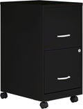 Lorell 2-Drawer Mobile File Cabinet, 14.2" x 18" x 26.5", Black