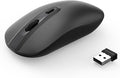cimetech Wireless Computer Mouse, 2.4G Slim Cordless Mice Less Noise for Laptop Ergonomic Optical with Nano Receiver USB Mouse for Laptop, Deskbtop, Mac (BAT Black)