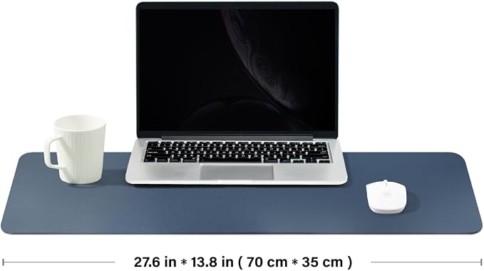 Leather Desk Mat - Non-Slip PU Desk Pad for Office and Home - Desk Organization and Accessories - Ideal for Large Mouse Pad and Desk Mats on Top of Desks (Dark Blue,27.6"x 13.8")