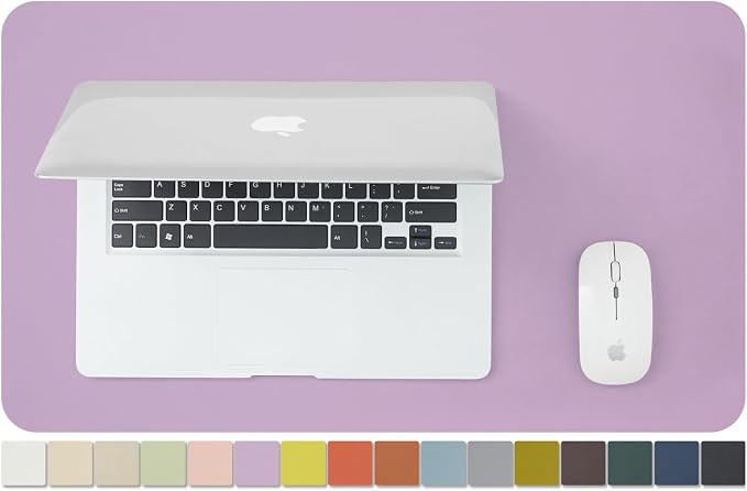 Leather Desk Mat - Small Non-Slip PU Desk Pad for Office and Home - Desk Organization and Accessories - Ideal for Large Mouse Pad and Small Desk Mats on Top of Desks (Purple,23.6"x 13.8")
