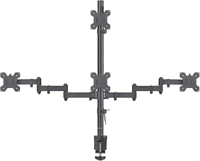 Suptek Quad LED LCD Monitor Stand up Desk Mount Extra Tall 31.5 inch Pole Heavy Duty Fully Adjustable Stand for 4 (3+1) / Four Screens up to 27 inch (MD6864)