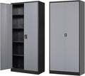 Fesbos 71” Tall Metal Storage Cabinet- Steel File Cabinets with Lockable Doors and Adjustable Shelves-Black&Gray Steel Storage Cabinet for Home,Kitchen, School, Office, Garage