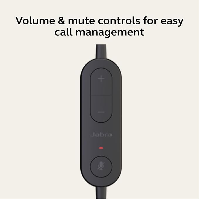 Jabra Evolve 10 Wired Headset with Noise-Cancelling Microphone for PC/Laptop Use, Easy USB-A Setup, TCO Certified, Lightweight Design, Inline Call/Volume Controls for Online Meetings, Black