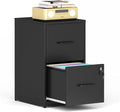 2 Drawer File Cabinet with Lock, Vertical Filing Cabinet for Home Office, Heavy Duty Storage Cabinet for Letter Size, Assembly Required(Black)