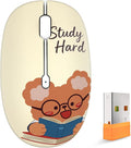 FMOUSE Cute Wireless Mouse, Bluetooth & 2.4GHz Dual Mode with USB Receiver, Silent Click, AA Battery Powered, for Students Kids Study School, Compatible with Laptop Mac iPad PC (Study Buddy Bear)