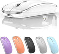 Halpilt Wireless Mouse Chargeable Portable Silent USB-A and Type-C Dual Mode 3 Adjustable DPI for Laptop, PC (Q23S White)