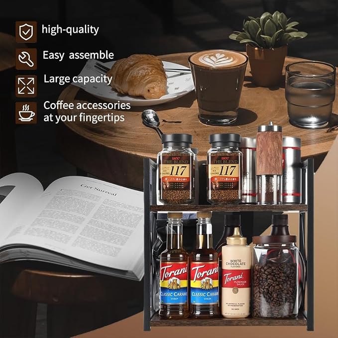 Office Desk Shelf Organizer, Wood Desktop Bookshelf Supplies Storage Rack, Shelf for Top of Desk and Dresser and Cubicle Decor Aesthetic Bookshelf (Black, Small 12.9" Lx6.3 Wx10.2 H)