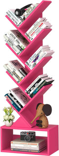 SHEEPAM 9 Tier Tree Bookshelf,Christmas Green Bookcase for Narrow Space, Storage Organizer Floor Standing Bookshelves for Books, Tall Book Case for Home Office, Living Room, Bedroom