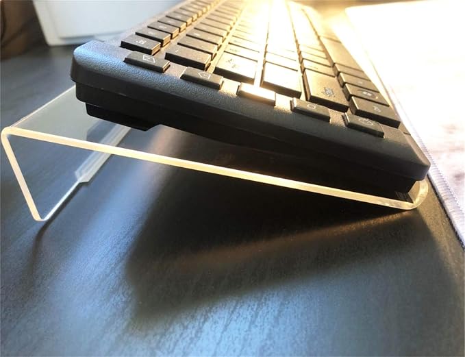 WINKINE Computer Keyboard Stand, Clear Acrylic PC Keyboard Holder Stand Tilted Computer Keyboard Stand, Keyboard Riser for Ergonomic Easy Typing, Keyboard Stand for Office Desk, Home, School