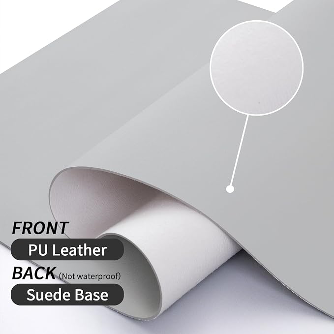 Bloss Leather Desk Pad and Keyboard Wrist Rest, Large Mouse Pad + Keyboard Pad+Mouse Wrist Support, Non-Slip Desk Mat Protector for Office, Home(35.4×15.7 Inches, Light Grey)