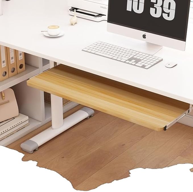 Keyboard Tray Under Desk Slide 24" 28", Pull Out Keyboard Drawer Ergonomic Keyboard Shelf, Hidden Computer Drawer Underdesk(Walnut,70 * 24cm)