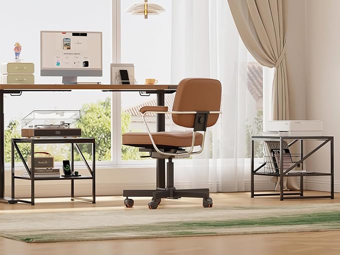 2-Tier Large Priner Stand with Storage Shelf, 20"×20" Under Desk Printer Table for Home Office, Mini Fridge Stand, End Table for Living Room, Heavy Duty Storage Rack for Scanner Fax Machine, Black