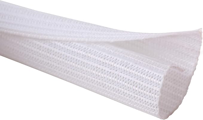 Alex Tech 25ft - 1/2 inch Cord Protector Wire Loom Tubing Cable Sleeve Split Sleeving for USB Cable Power Cord Audio Video Cable - Protect Cat from Chewing Cords - White