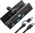 USB Hub 3.0, 5Gbps Clamp USB Hub for Desk/Monitors with Extra Power Supply Port, 3 USB-A Data Ports, USB-C Data Port for iMac Pro/iMac (Black)