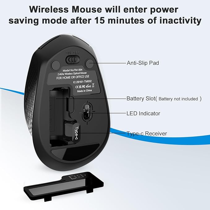 RaceGT USB C Wireless Mouse, Type C Silent Mouse for MacBook Air/Pro, 2.4G Cordless Computer Mice with 6 Buttons and 3 Adjustable DPI for Mac, Laptop, Desktop, PC