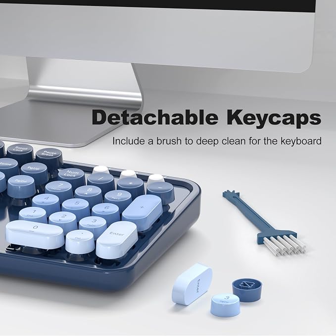 KNOWSQT Wireless Keyboard and Mouse Combo - SkyBlue-Gradient Colorful 2.4G Typewriter Full-Size Cute Keyboards - USB Receiver Plug and Play, for Computer, PC, Laptop, Desktop, Windows