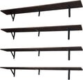 Long Wall Shelf,Large Floating Shelves for Wall,Wood Floating Bookshelves Hanging,Book Storage Display for Living Room Bedroom Office Bathroom Decor,4 Pack,47 Inch,Dark Brown