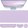 Desk Mat Purple, Large Gaming Mouse Pad with Wrist Rest, 4in1 XXL Mousepad+Keyboard Wrist Rest+Mouse Pad Wrist Support+Cup Coaster Set Ergonomic Computer Desk Arm Wrist for Decor Home Office Women