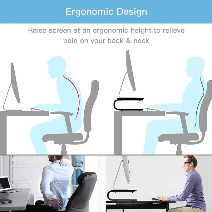 HUANUO Monitor Stand Riser for Desk, Laptop Stand, Laptop Shelf w/Vented Metal, Desktop Computer Stand Desk Organizer for Laptop, PC, Printer