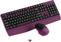 Wireless Keyboard and Mouse Combo, Ergonomic Keyboard with Wrist Rest, 2.4Ghz Wireless Connection, Compatible with PC/Laptop/Windows/Mac for Home and Office Use (Black Burgundy)