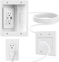 in Wall Cable Management Kit with Brush Wall Plate,AC Outlets & USB-A+USB-C Ports,9ft Cord,Hide Cords Recessed Wall Outlet for TV Cable Management,HDMI Cables and Home Theater Systems