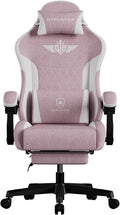 GTPLAYER Gaming Chair, Video Game Chairs with Footrest and Lumbar Support, Computer Chair for Adults with Extended Backrest, Ergonomic Reclining Silla Gamer, Linen Fabric, Pink