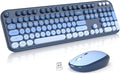 MOFII Wireless Keyboard and Mouse Combo,2.4G Typewriter Keyboard Quiet Mice | Retro Full Size Computer Keyboards, Cute Mouse, USB Dongle Plug and Play, for PC,Laptop,Desktop,Windows (Sea Blue Gradient)