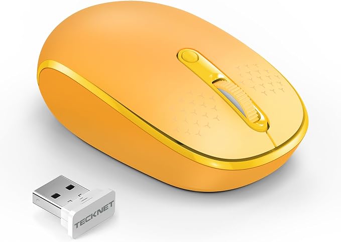 TECKNET Wireless Mouse, 2.4G Quiet Computer Mouse with USB Receiver, 4 Buttons Portable Cordless Mice for Chromebook, Laptop, PC, Mac, 800/1200/1600 DPI