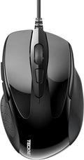 TECKNET USB Wired Mouse, 6-Button Corded Computer Mouse with 4 Adjustable DPI, Optical Computer Mice with Ergonomic Design and 5FT Cord for Laptop, Chromebook, PC, Desktop, Mac, Notebook-Black