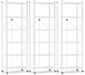 ALANNG 73.6 Inch Folding Bookshelf, 6 Tier Metal Bookcase and Bookshelves, Tall Shelves for Living Room Office Bedroom, Heavy Duty Book Shelve Free Standing Open (White, 3PACK)