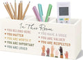 Inspirational Diversity Inclusive Wooden Pen Pencil Holder for Desk, Motivational Positive Affirmation Wood Makeup Brush Toothbrush Holder Organizer for Kids Room Playroom Classroom