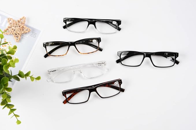 Eyekepper Vintage Reading Glasses for Men - 5 Pack Classic Readers with Spring Hinges +0.50