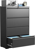 IKIMI 4 Drawer Lateral File Cabinets,Metal Filing Cabinet for Home Office,Wide Steel Storage Cabinet Commercial Drawer for Legal/Letter/A4 Size Files Assembly Required