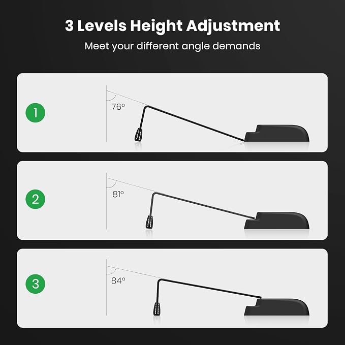Compact Keyboard Stand w/Silicone Wrist Rest & 3-Level Height Adjustment, Klearlook Acrylic 16.85 x 5.5 inches Space-Saving Computer Keyboard Riser w/Storage Slot for Comfortable Typing - Black