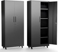 Metal Storage Cabinet with Doors and Adjustable Shelves, 73" Steel Garage Storage Cabinets with Wheels, Locking Tool Cabinet Utility Cabinets for Garage,Bathroom,Kitchen,Home Office,School