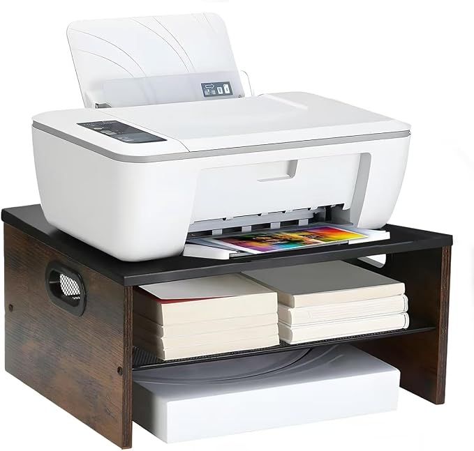 2 Tier Desktop Printer Stand,Multi-Purpose Desk Organizer for Folders,Books,for Fax Machine, Scanner,Home Office