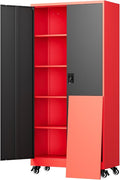 Yizosh Metal Garage Storage Cabinet with Locking Doors and Adjustable Shelves,- 75" Rolling Steel Tool Cabinet for Home Office,Garage,Warehouse