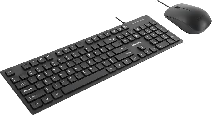 Lenovo 305 USB-C Wired Keyboard & Mouse Combo, Black, Spill-Resistant, Narrow Border, Adjustable Tilt, Full-Size Keyboard & Mouse, Compatible with Laptop, PC, Tablet, USB-C Connectivity Gaming Office