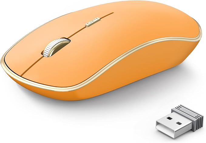 JOYACCESS J 2.4G Wireless Mouse, Soft Click, Silent Travel, 3200 DPI, 5 Adjustment Levels, for Laptop, Mac, PC, Notebook - Orange