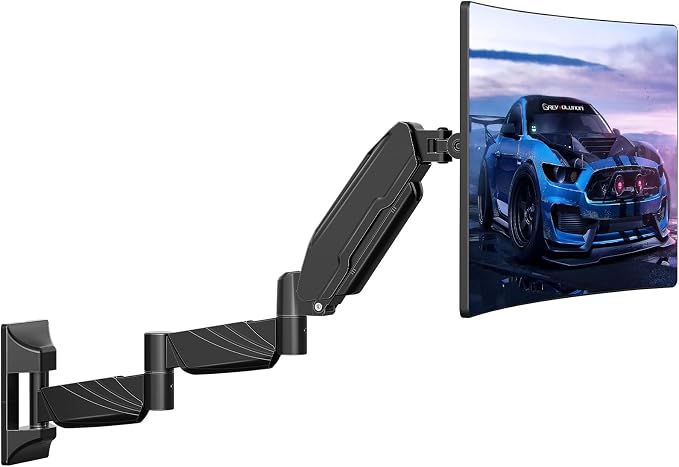 MOUNT PRO Monitor Wall Mount for 13 to 32 inch Computer Screen, Extra Long Adjustable Single Wall Mount Monitor Arm, Full Motion Vesa Wall Bracket 100x100, Hold up to 17.6lbs, Black