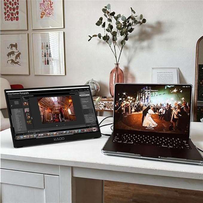 Kado 15.6" FHD Portable Monitor for Laptop 1080p Second Display IPS | 45W Reverse Charging HDMI USB-C, 1920x1080 Laptop Screen Extender, Kickstand for PC, Mac, Dex, Tablet, Xbox, PS4/PS5, Switch