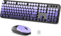 Dilter Wireless Keyboard and Mouse Combo, 104 Keys Full Size Typewriter Keyboards, 2.4G USB Plug and Play for Windows 7 8 10 11, PC, Laptop, Desktop, Black & Purple