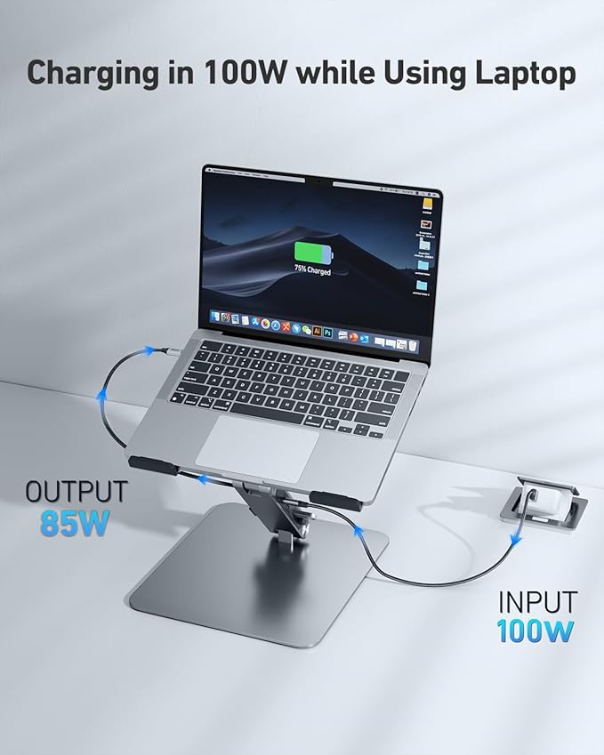 BENFEI Laptop Stand with USB C 7in1 Docking Station,HDMI 4K@60Hz,1*SD 1*Micro SD,100W Power Delivery,10Gbps 1*USB C 3.2 and 2*USB A 3.2 Compatible with MacBook Pro/Air, iPad Pro, XPS, Thinkpad