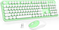 MOFII Wireless Keyboard and Mouse Combo, 2.4GHz Full Size Typewriter Keyboard Round Keys, USB Receiver for Laptop, PC, Desktop, Windows (Green White)
