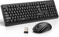 TECKNET Wireless Keyboard and Mouse Combo, Full-Size Ergonomic Keyboard & Optical Mouse, Low-Noise Typing & Clicking,Long Battery Life,Spill-Resistant,2.4G Lag-Free USB Receiver for PC,Laptop,Computer