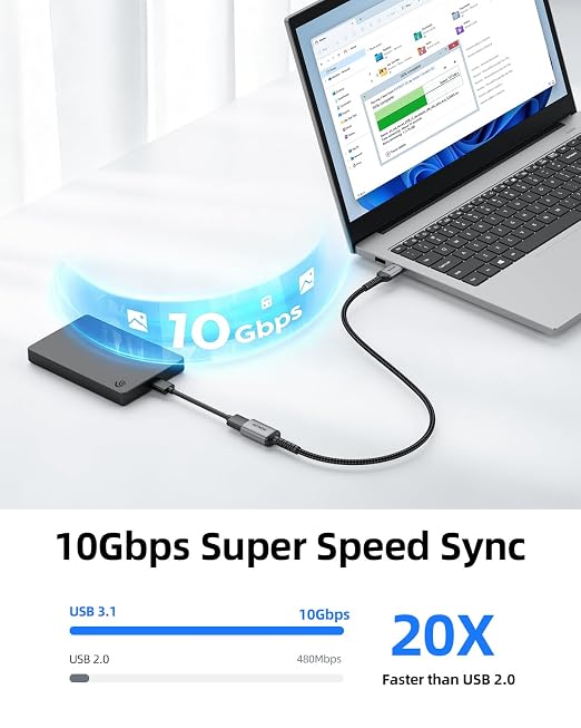 USB 3.0 Extension Cable [1FT 2Pack] Nylon Braided USB A-Male to A-Female Extender Compatible with Webcam, Camera, Hub, Mouse, Keyboard, Hard Drive, Headset,Gamepad, Printer, Memory Disk.