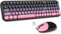 MOFII Wireless Keyboard and Mouse Combo, Compact Small Keyboard with Large Print, 2.4GHz Retro Typewriter Keyboard, Quiet Click Mouse for PC, Laptop, Desktop, Windows (Plum Pink Gradient)