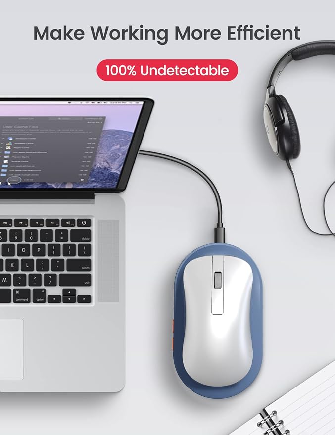 Vaydeer Undetectable Mouse Mover, Air 3 Mouse Jiggler with Adjustable Timer | Ultra-Slim Design, 4 Adjustable Intervals, Quiet Driver-Free Setup