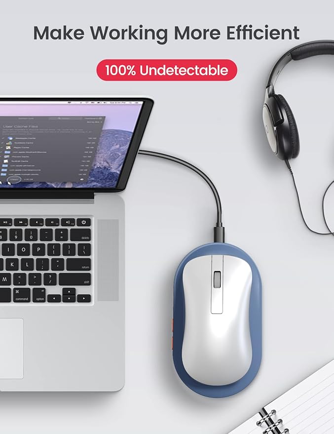 Vaydeer Ultra Slim Mouse Mover, Air 3 Mouse Jiggler with Adjustable Interval Timer, Undetectable & Noiseless, Simulates Realistic Movement, Driver-Free Shaker for Keeping The PC Active (Light Purple)